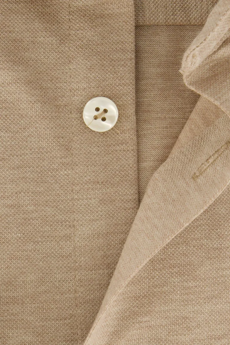 John Miller beige overhemd slim fit gemêleerd katoen