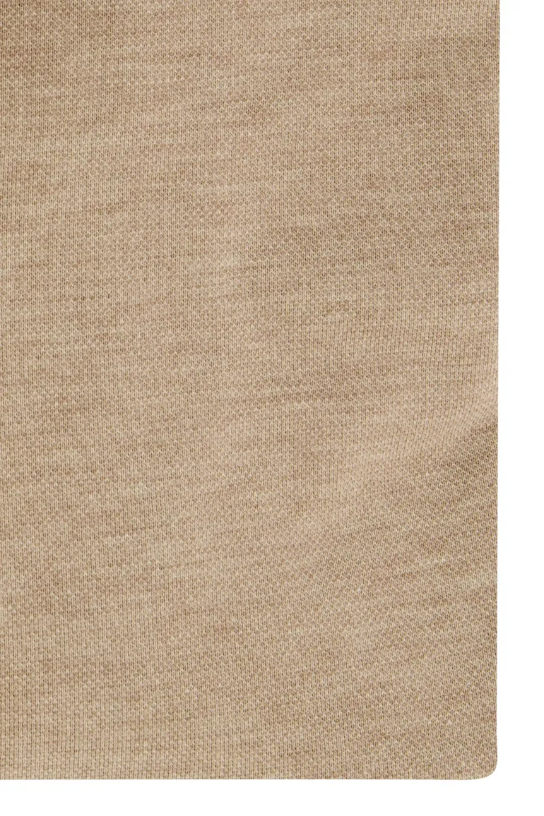 John Miller beige overhemd slim fit gemêleerd katoen
