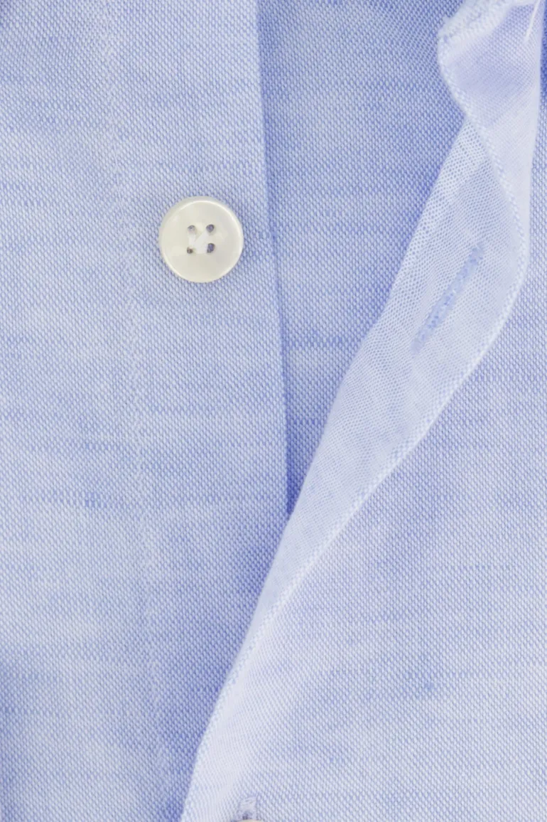 John Miller gemêleerd overhemd Tailored Fit lichtblauw katoen