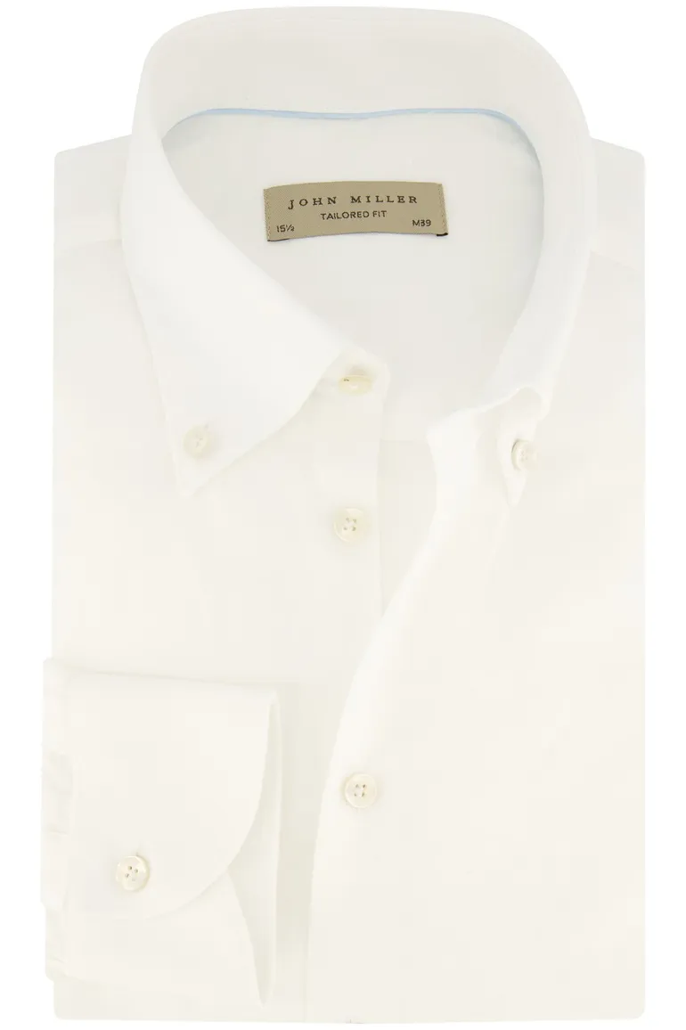 John Miller overhemd wit effen button-down