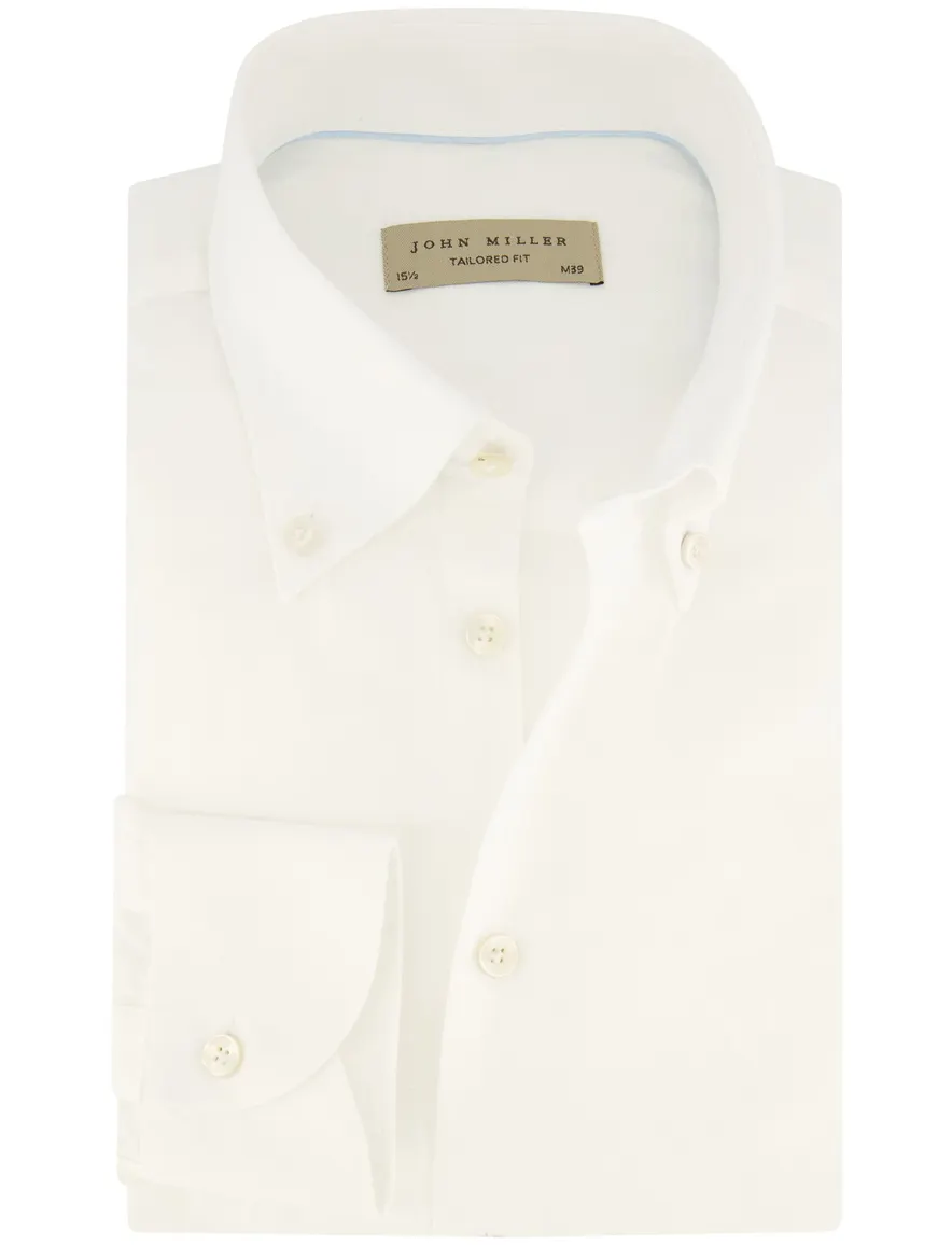 John Miller overhemd wit effen button-down