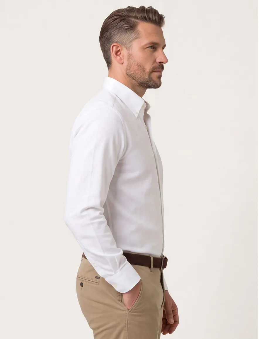 John Miller overhemd wit effen button-down