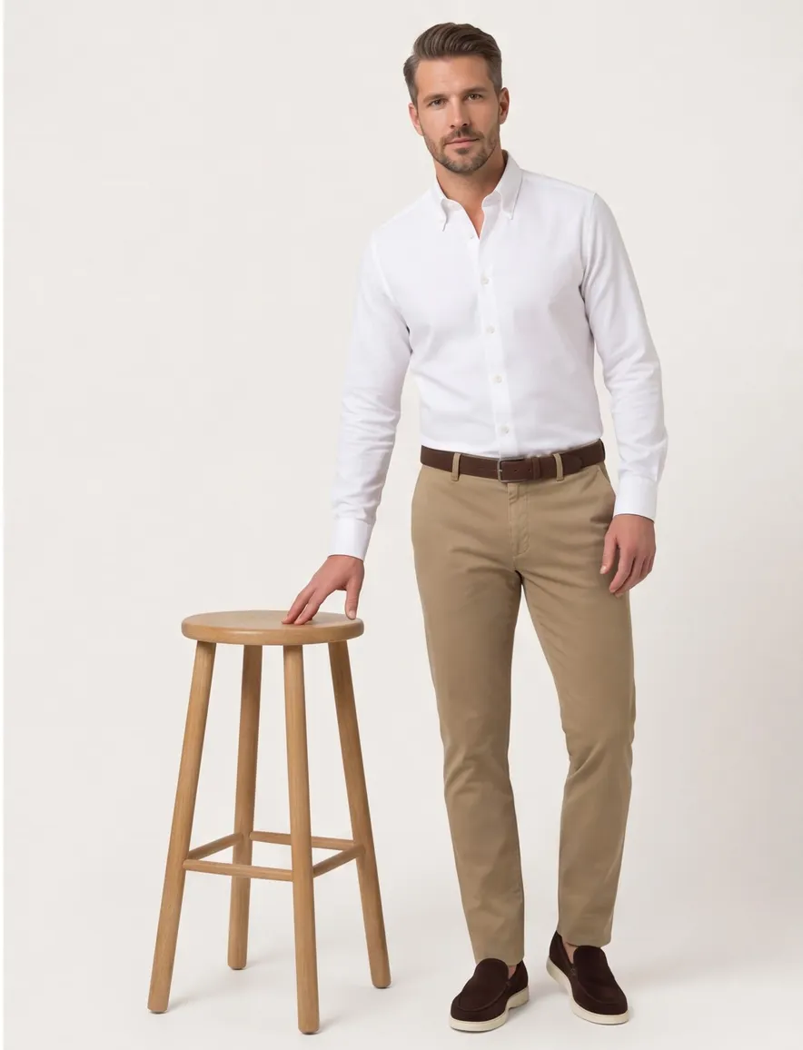 John Miller overhemd wit effen button-down