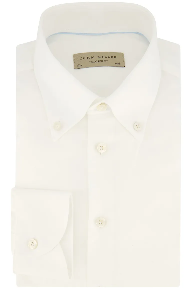 John Miller overhemd wit effen button-down