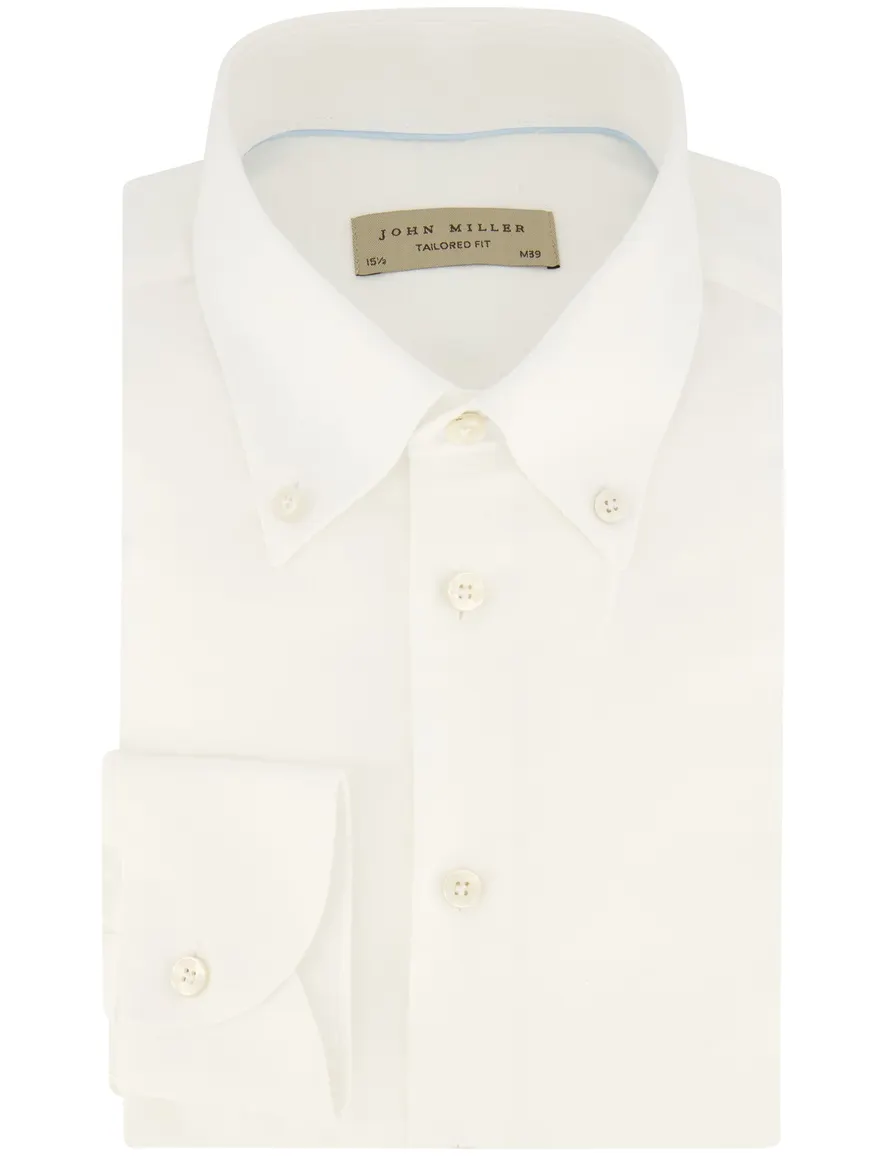 John Miller overhemd wit effen button-down