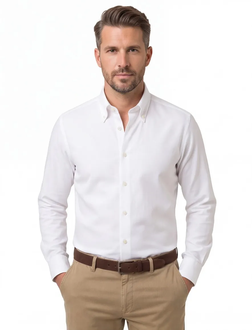 John Miller overhemd wit effen button-down