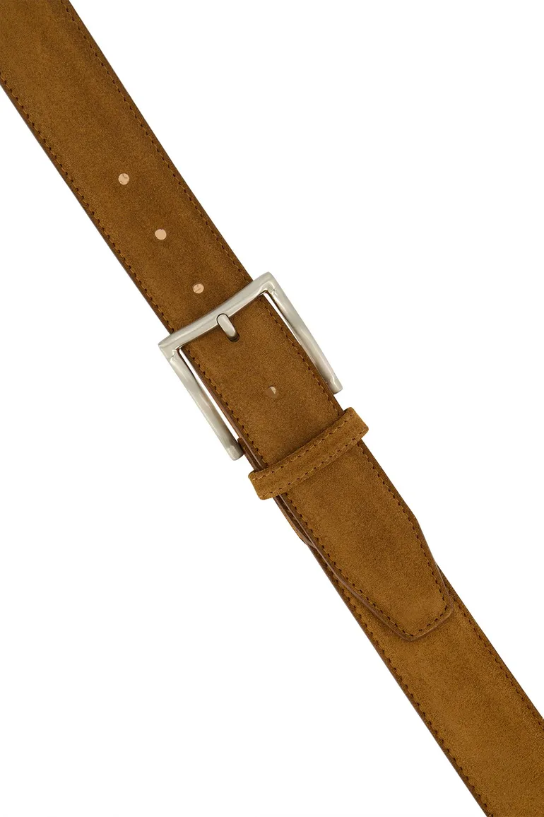 Lederen Lindenmann riem camel effen