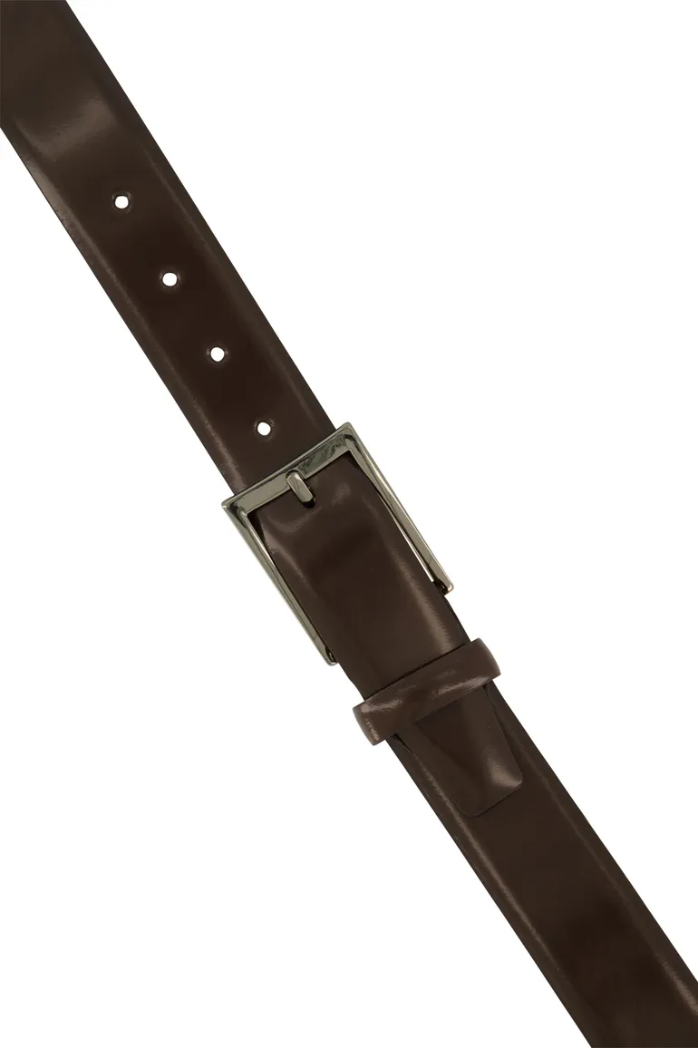 Lindenmann riem effen bruin leer