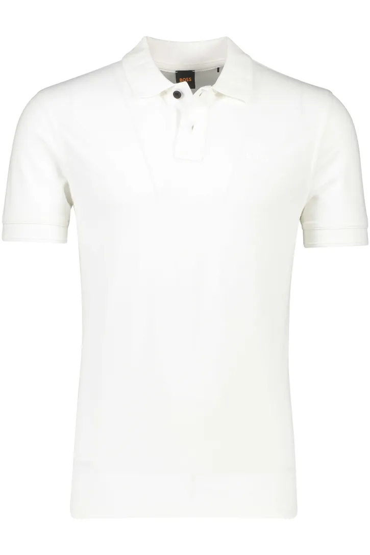 Boss Orange Prime polo wit effen katoen normale fit 2 knoops