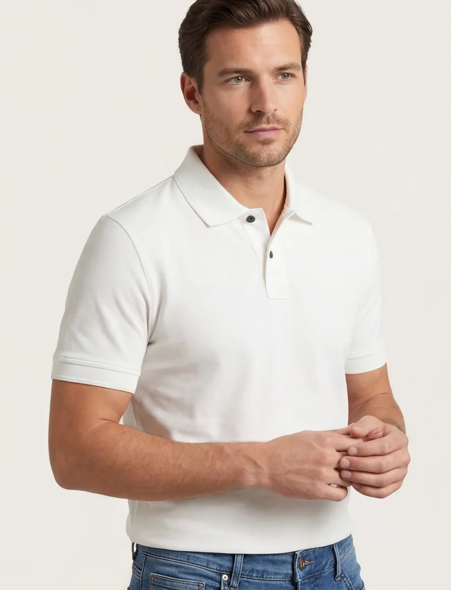polo Hugo Boss wit effen katoen normale fit