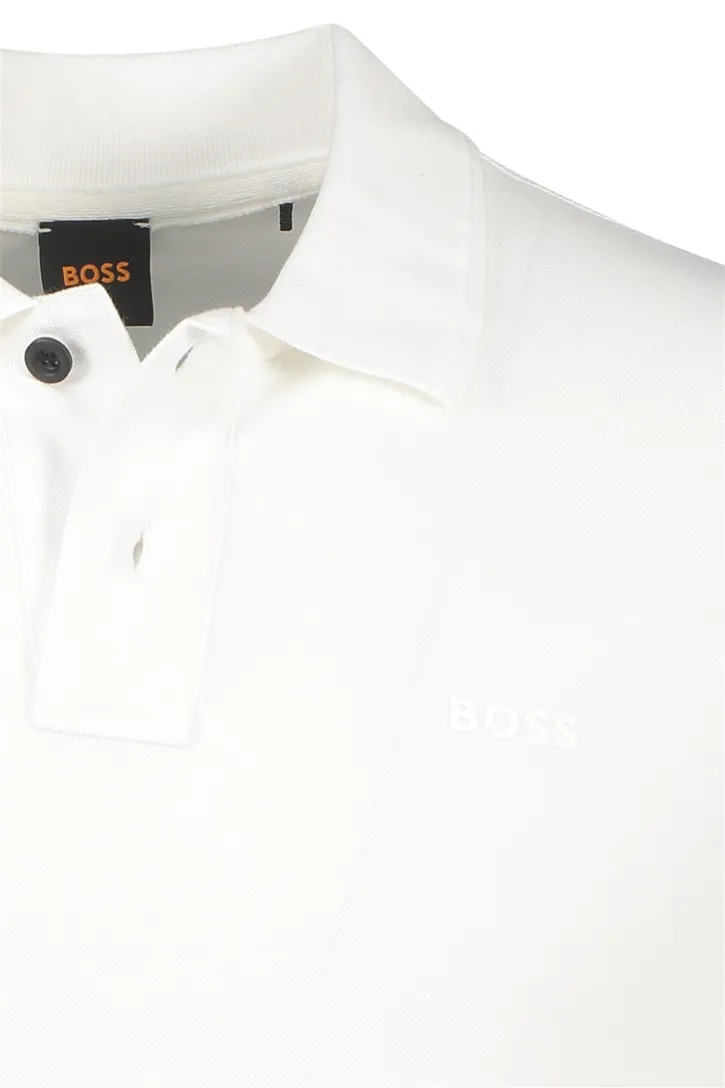 Boss Orange Prime polo wit effen katoen normale fit 2 knoops