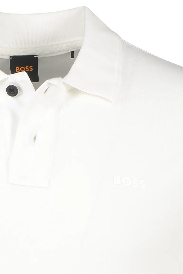 polo Hugo Boss wit effen katoen normale fit