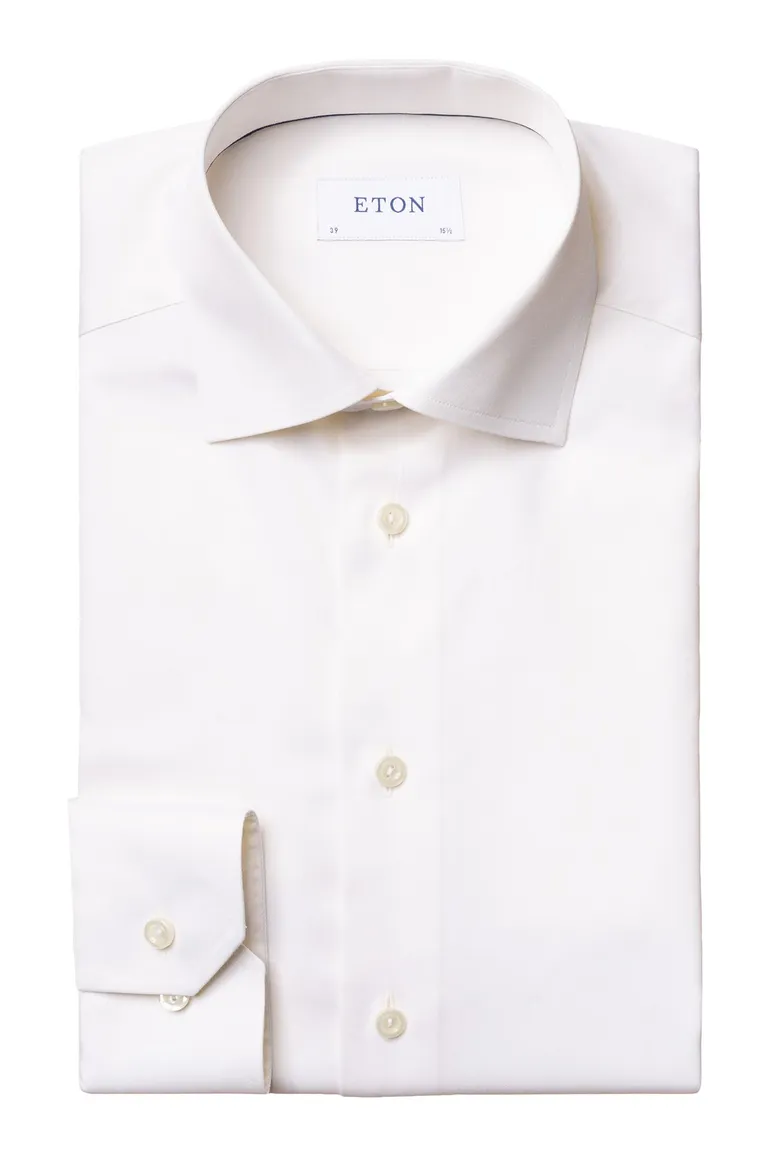 Eton overhemd ecru effen witte knopen
