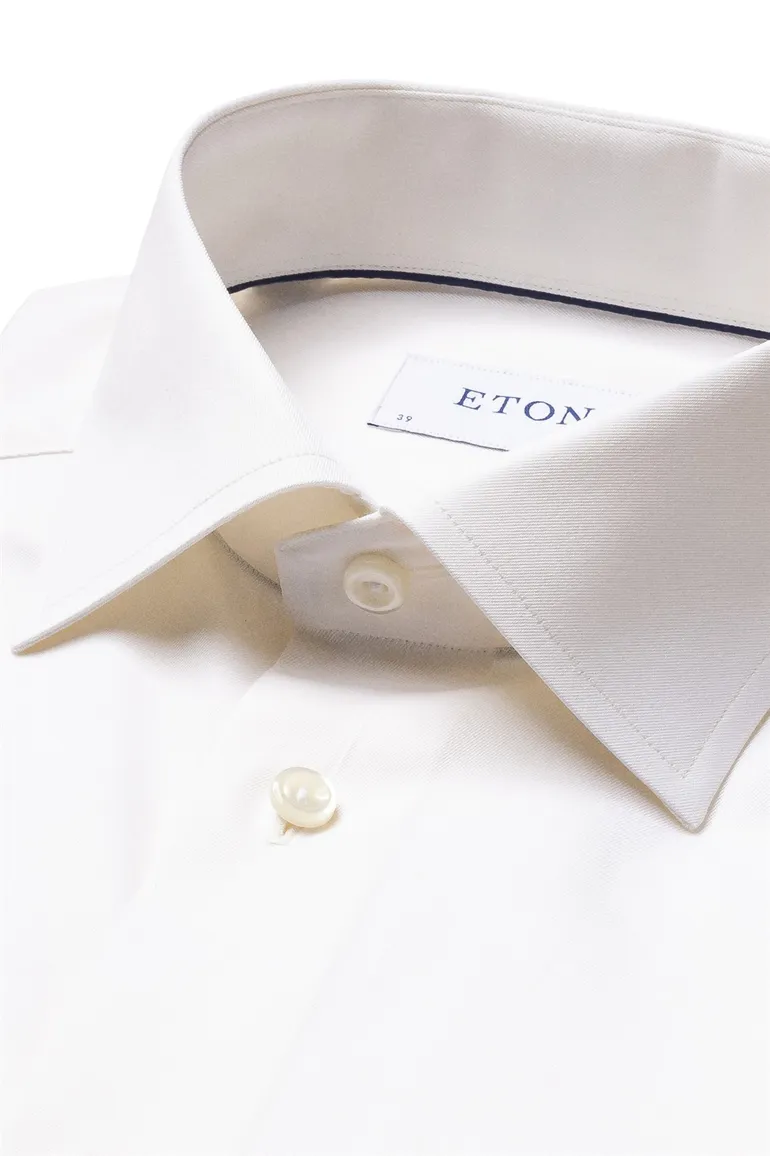 Eton overhemd ecru effen witte knopen