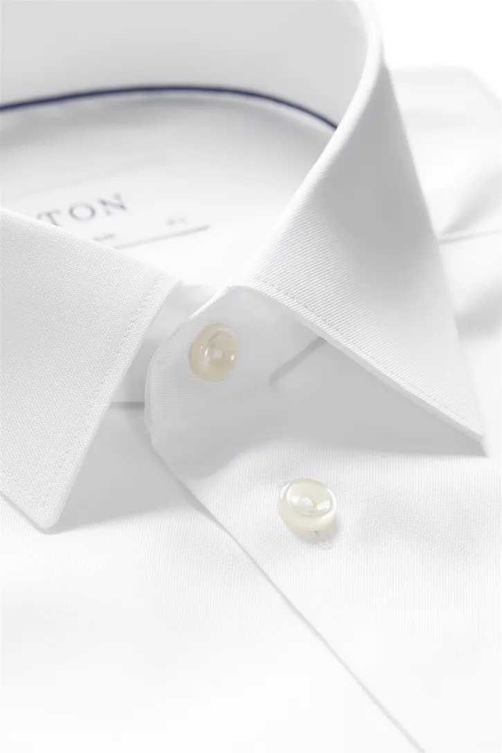 Eton business Signature Twill overhemd super slim fit wit effen