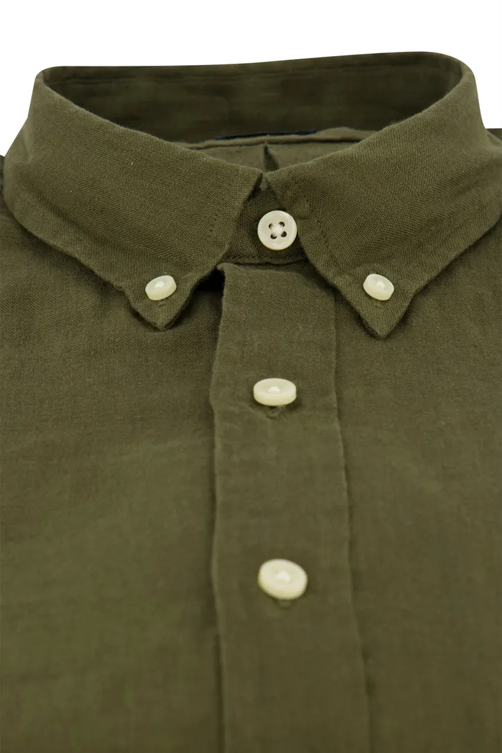 linnen Polo Ralph Lauren overhemd olijfgroen