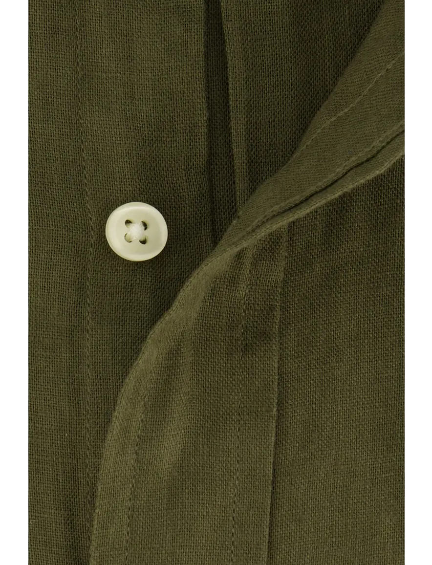 Polo Ralph Lauren overhemd olijfgroen linnen