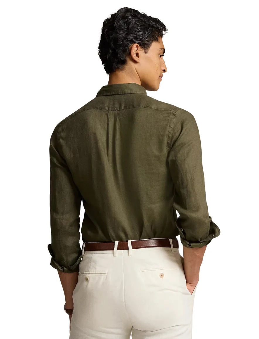 Polo Ralph Lauren overhemd olijfgroen linnen