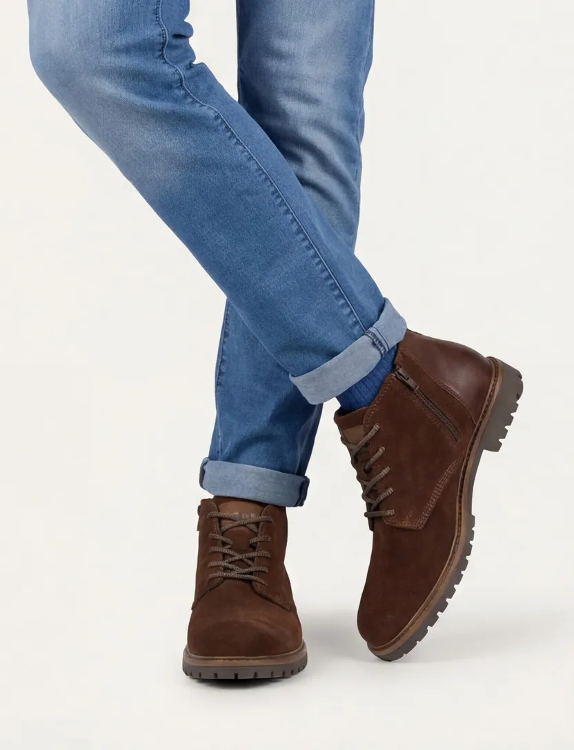 Bugatti veterschoenen bruin leer effen