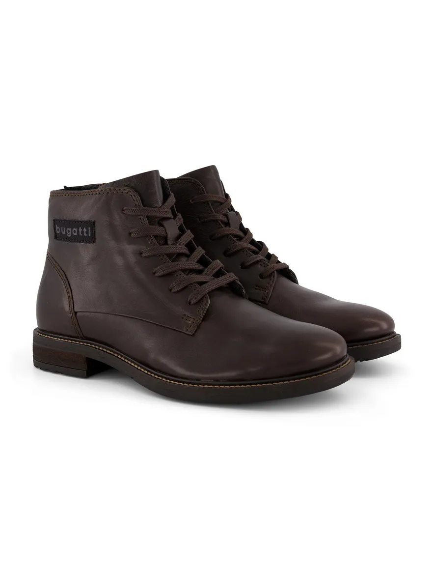 Bugatti boots bruin leer hoog met opdruk