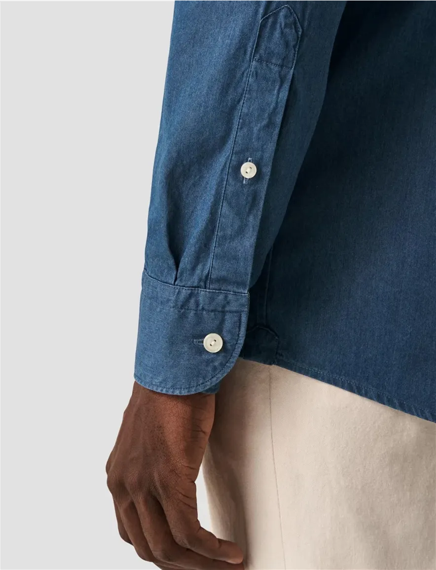 Eton overhemd donkerblauw Denim Lightweight slim fit
