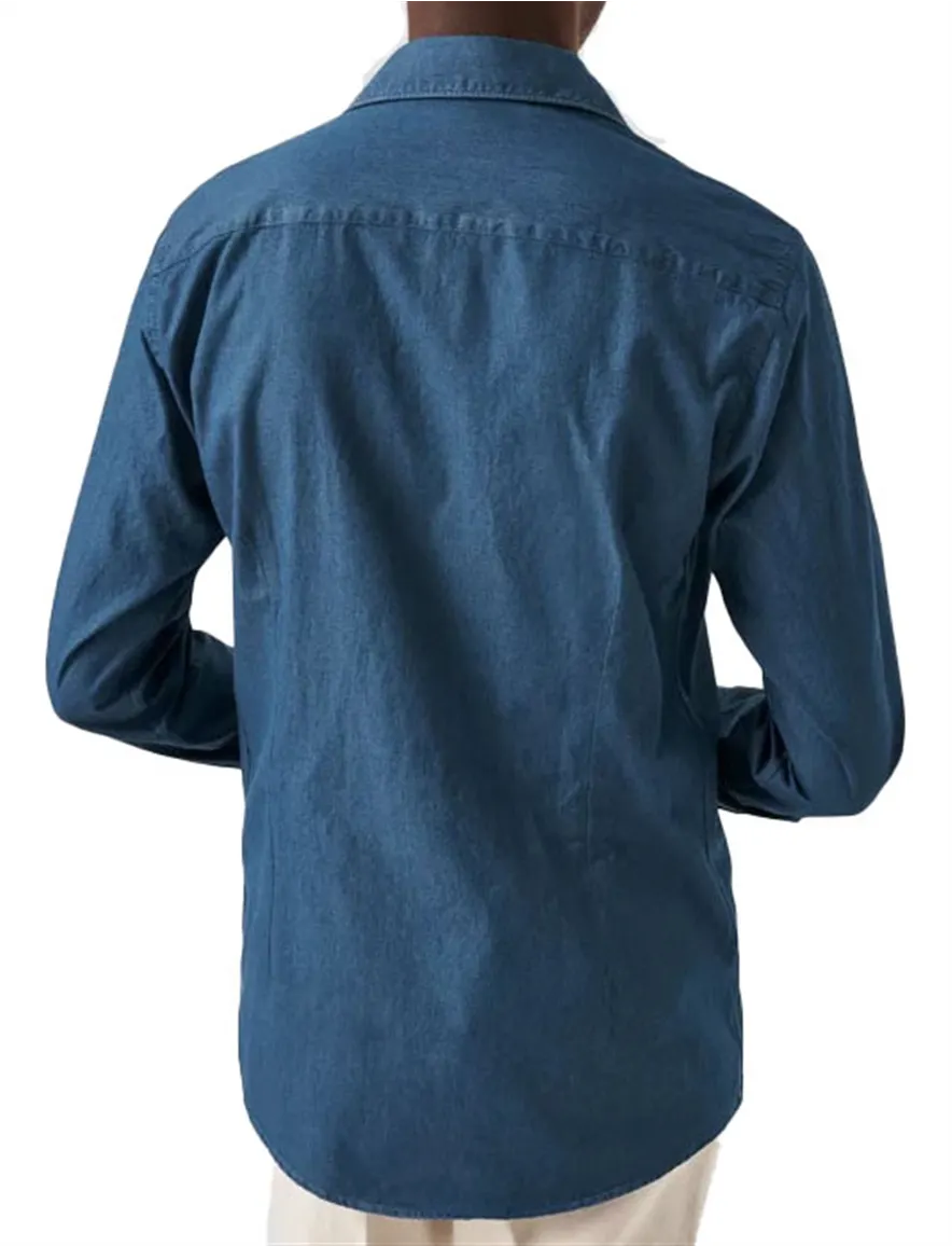 Eton overhemd donkerblauw Denim Lightweight slim fit