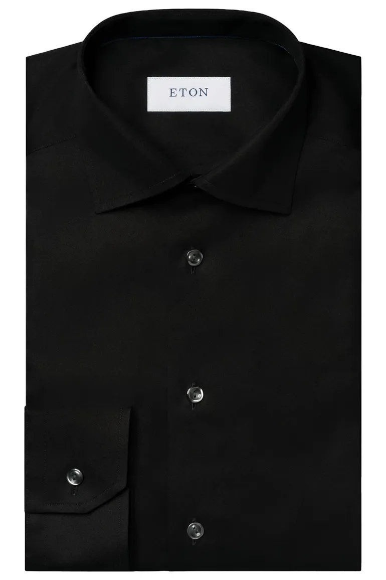 Eton overhemd Slim Fit zwart Signature Twill