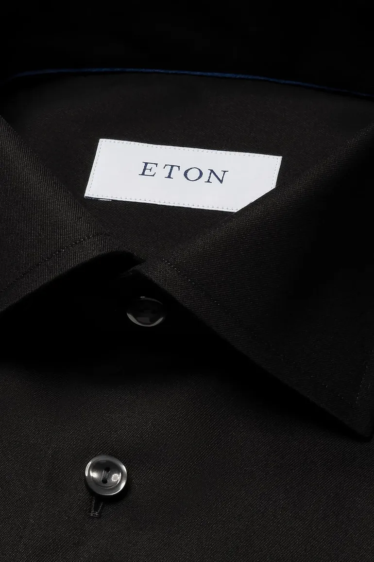 Eton overhemd Slim Fit zwart Signature Twill