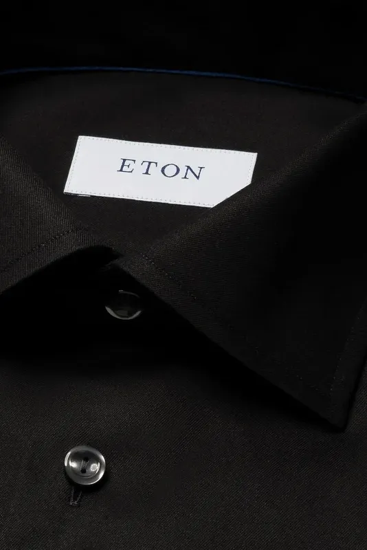 Eton overhemd Slim Fit zwart Signature Twill
