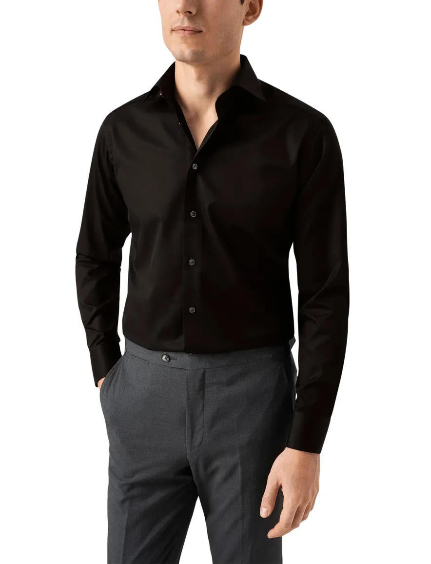 Eton overhemd Slim Fit zwart Signature Twill