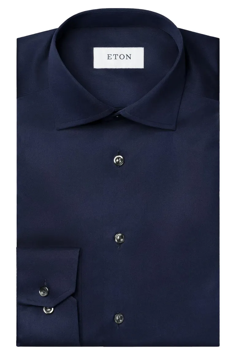 Donkerblauw overhemd Eton Slim Fit effen