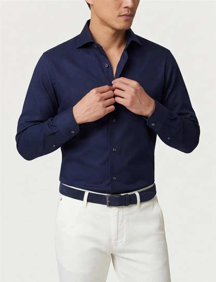 Overhemd Eton Slim Fit donkerblauw effen
