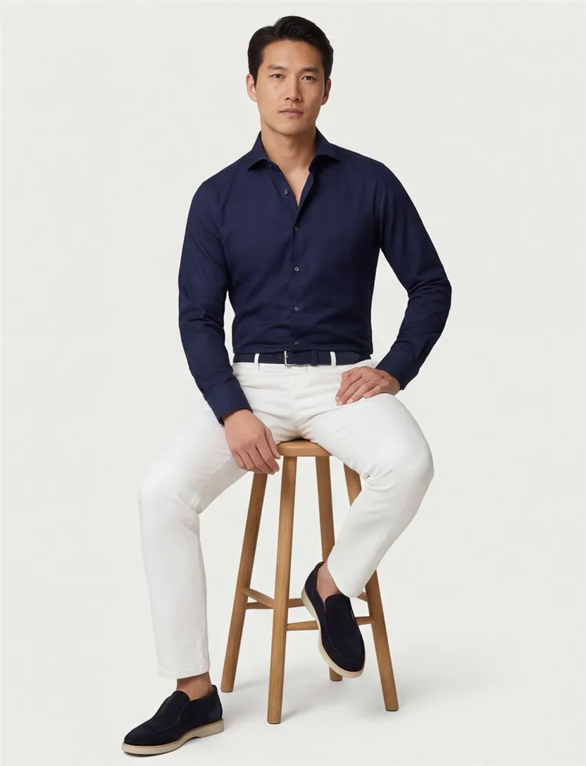 Overhemd Eton Slim Fit donkerblauw effen