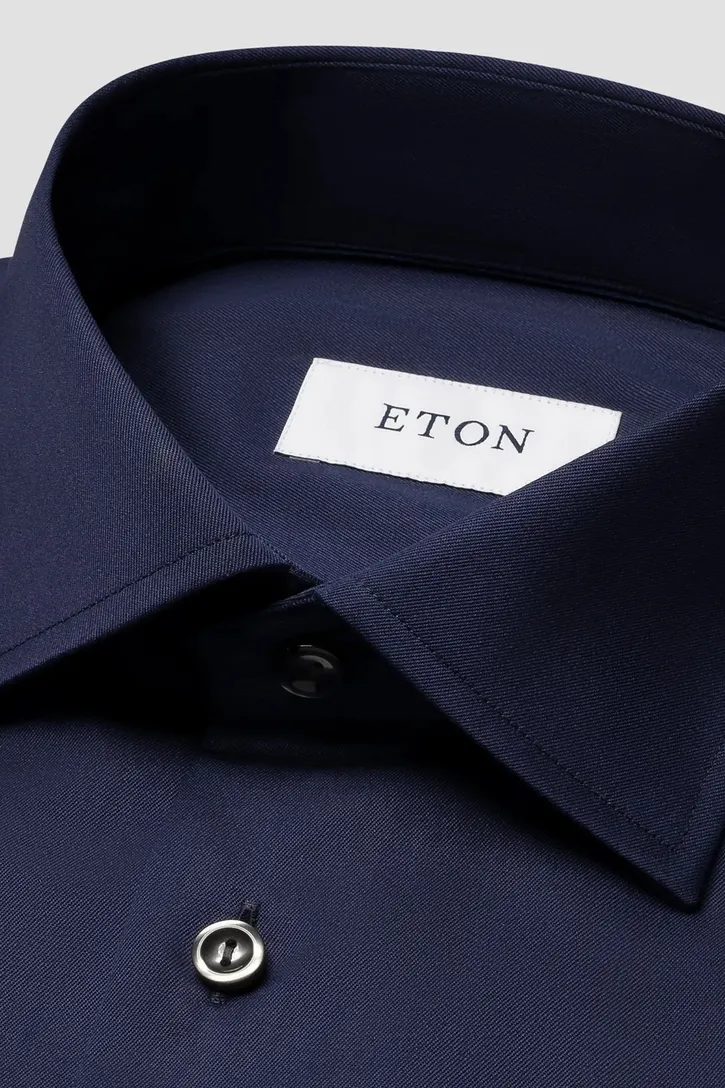 Overhemd Eton Slim Fit donkerblauw effen