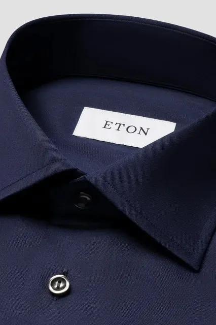 Overhemd Eton Slim Fit donkerblauw effen