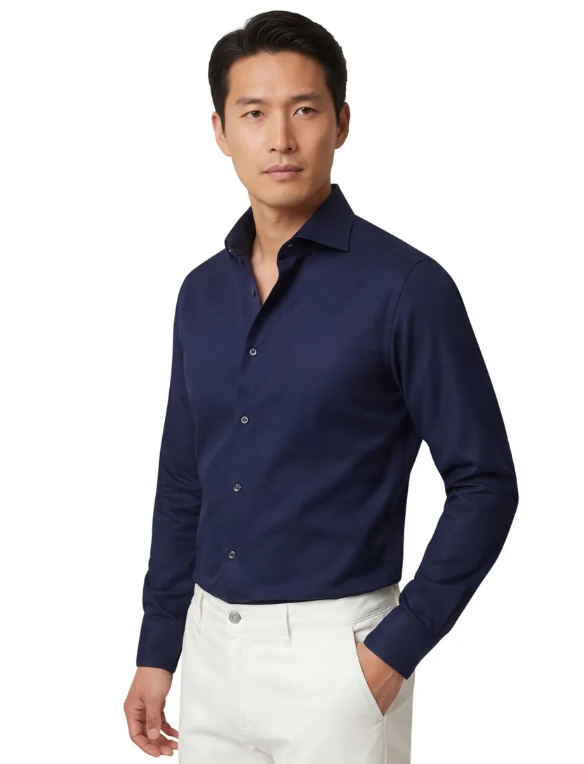 Overhemd Eton Slim Fit donkerblauw effen