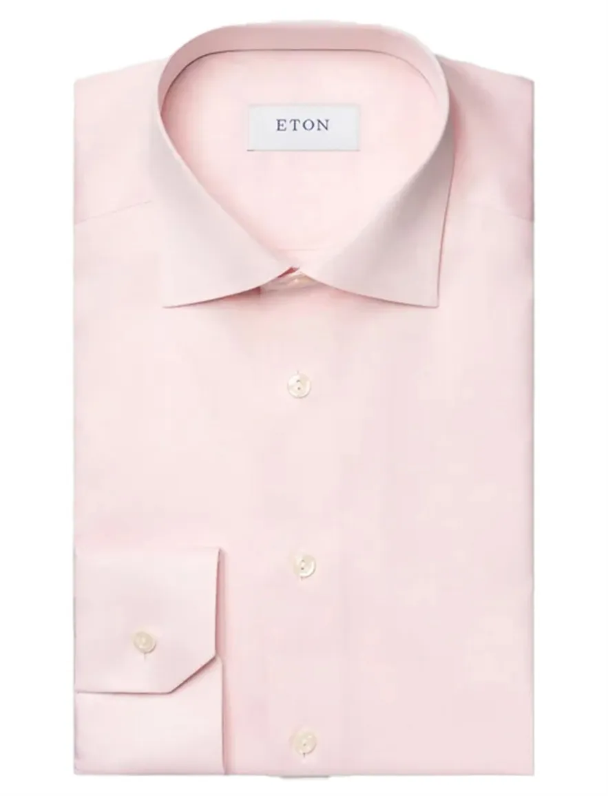 Eton overhemd effen roze slim fit Signature Twill