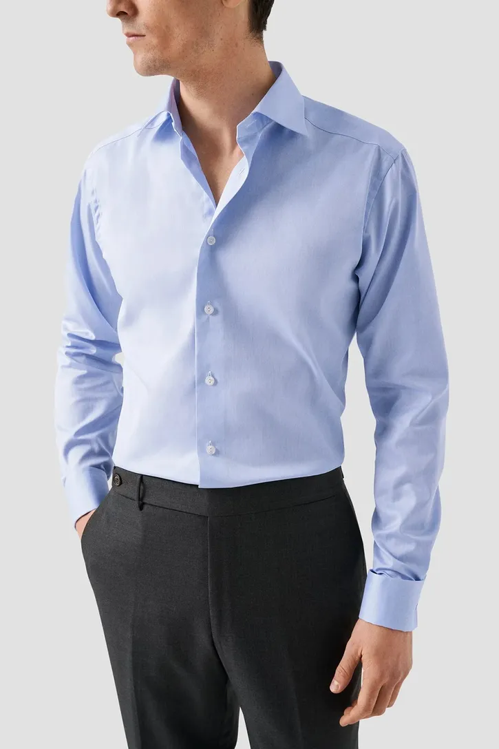 Katoenen overhemd slim fit lichtblauw Eton signature twill