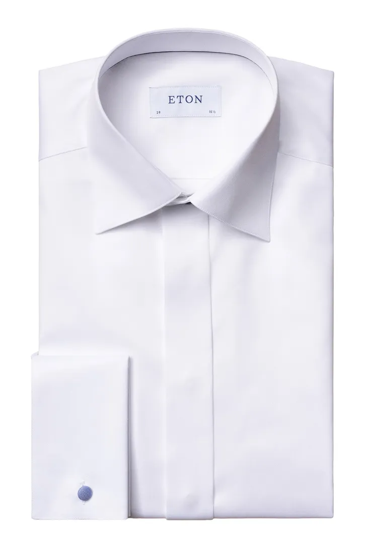 Contemporary fit katoenen overhemd wit smoking Eton