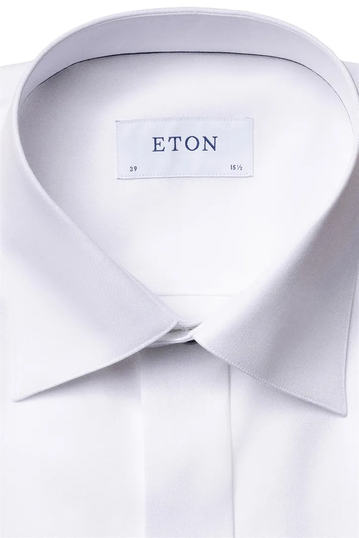 Contemporary fit katoenen overhemd wit smoking Eton