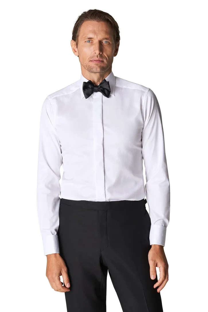 Contemporary fit katoenen overhemd wit smoking Eton