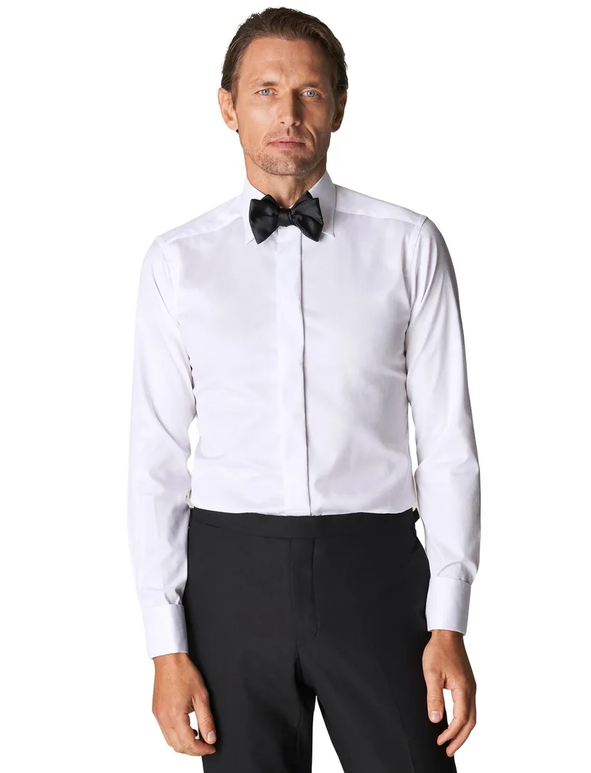 Katoenen Eton overhemd effen wit slim fit