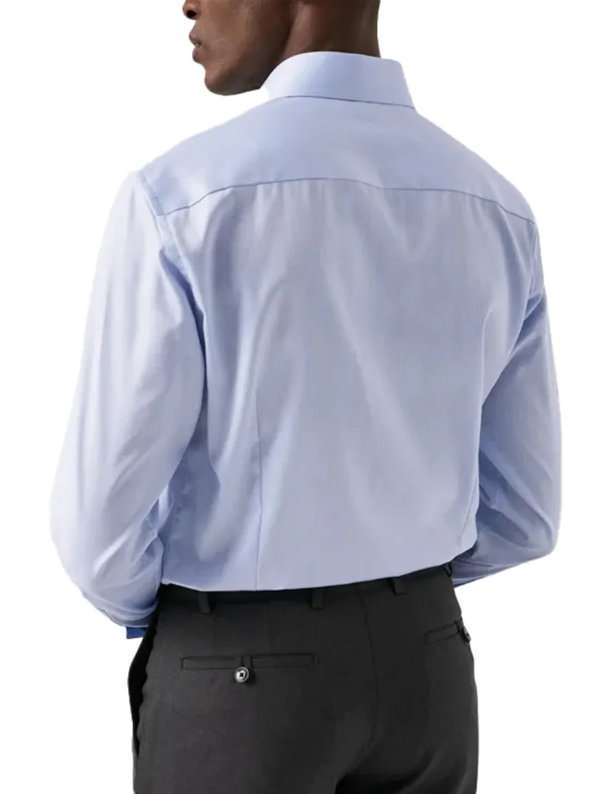 Eton overhemd effen lichtblauw slim fit cut away