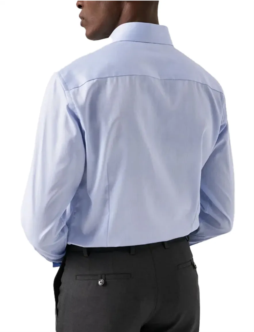 Eton overhemd effen lichtblauw slim fit cut away