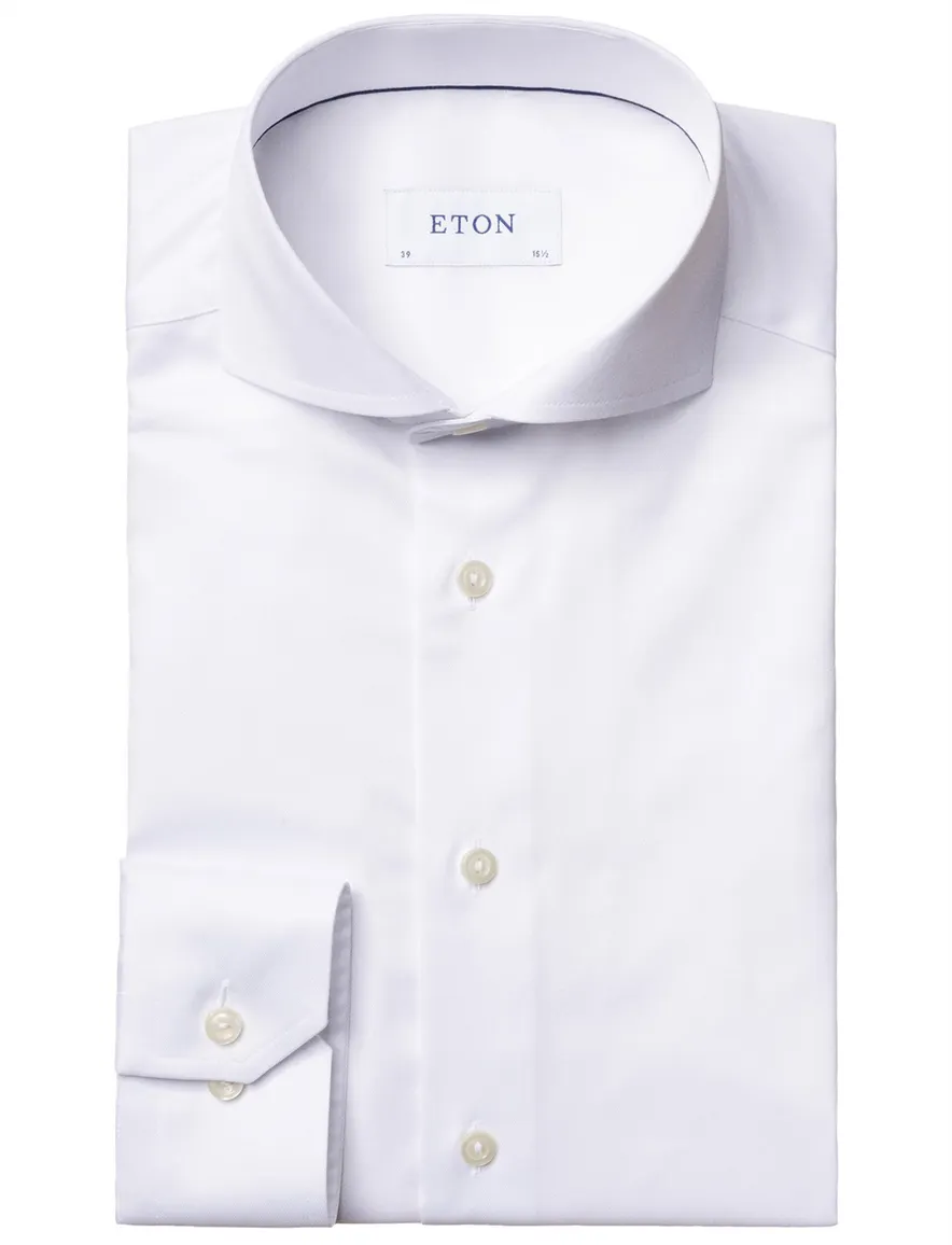 Eton business Twill overhemd super slim fit wit effen