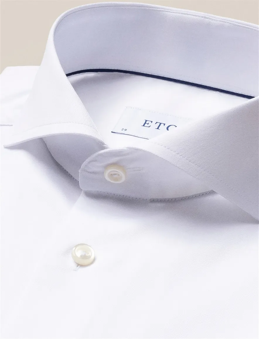 Eton business Signature Twill overhemd super slim fit wit effen