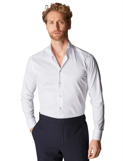 Eton Eton business Twill overhemd super slim fit wit effen