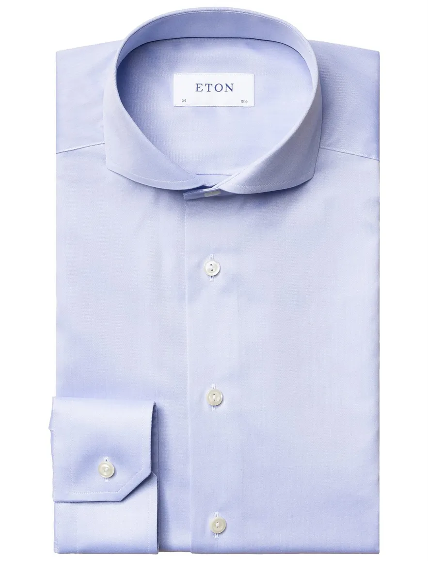 Eton business overhemd Signature Twill super slim fit lichtblauw effen