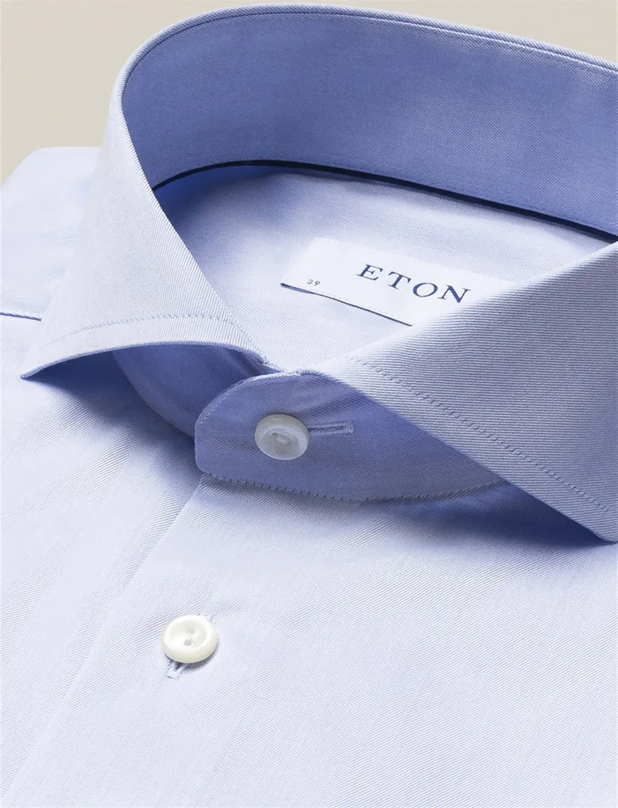 Eton business overhemd Signature Twill super slim fit lichtblauw effen