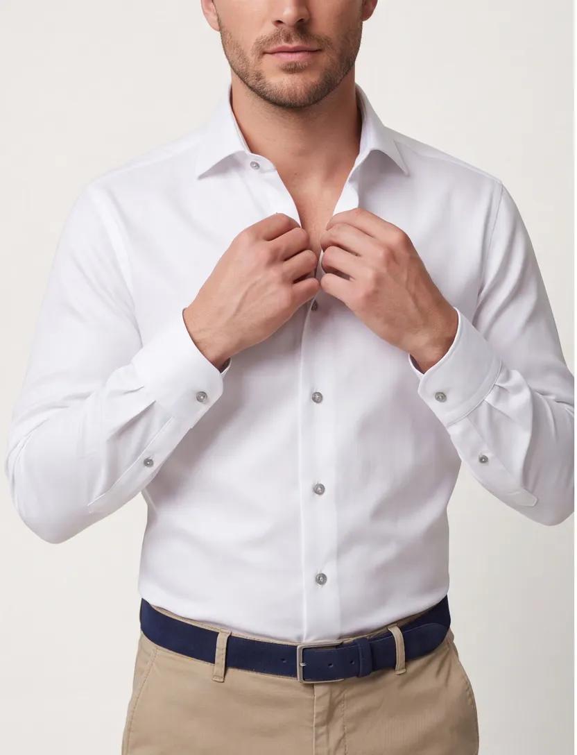 Eton contemporary fit signature twill overhemd wit